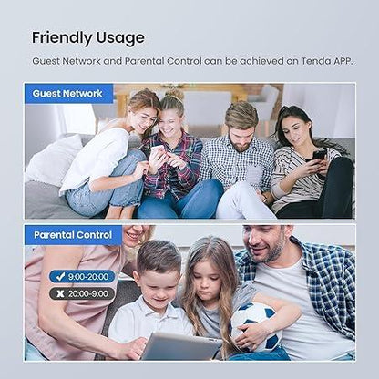 Tenda AC8 AC1200 MU-MIMO Wireless Gigabit Router, Wi-Fi Speed up to 867Mbps/5G + 300Mbps/2.4G, 4 Gigabit Ports, Guest Wi-Fi, IPV6 (Black)