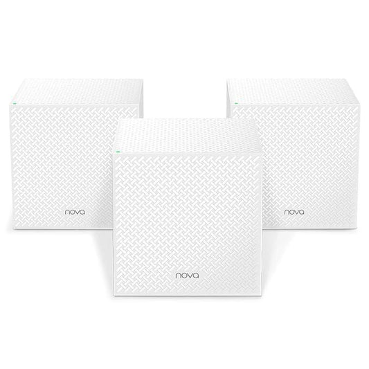 Tenda MW12 AC2100 Tri-Band Whole Home Mesh Wi-Fi System, 3 Gigabit Ports, 6000sqÃ‚Â² Wi-Fi Coverage, Easy Set Up, Work with Amazon Alexa, (Pack of 3)