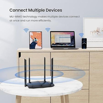 Tenda AC8 AC1200 MU-MIMO Wireless Gigabit Router, Wi-Fi Speed up to 867Mbps/5G + 300Mbps/2.4G, 4 Gigabit Ports, Guest Wi-Fi, IPV6 (Black)