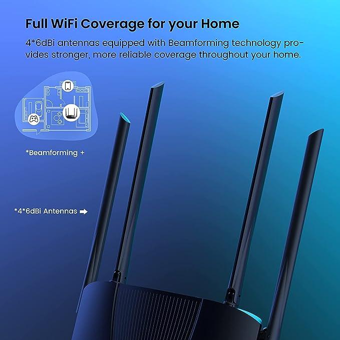 Tenda TX9 Pro AX3000 Dual Band Gigabit WiFi 6 Smart Router, 3 Gigabit LAN Ports, OFDMA+MU-MIMO, Parental Control+Remote Control (Black)