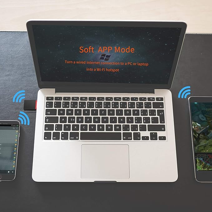 Tenda U3 WiFi Dongle 300Mbps USB Wireless Adapter, 2.4GHz, 2 Internal Antennas,USB 2.0 (Black)