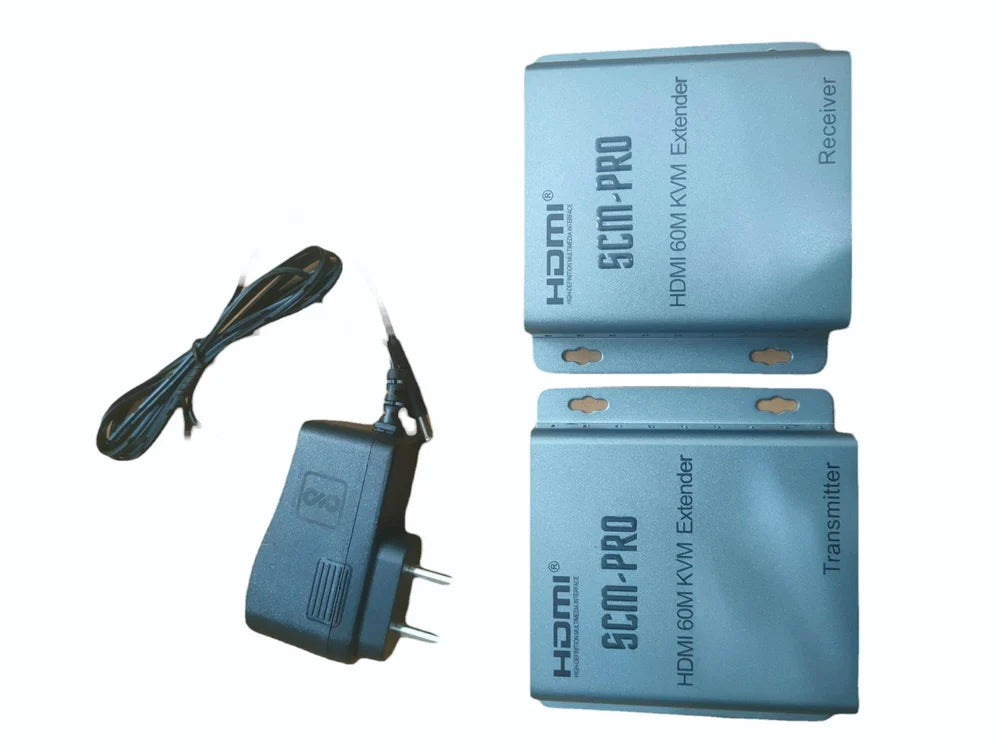 SCM Pro HDMI KVM Extender 60M USB HDMI KVM Switch Extension Sharing USB Mouse Keyboard Loop Out Compatible For Computer, Super Speed