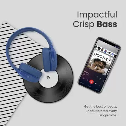 Portronics Muffs A Bluetooth 5.0 Wireless Headphone , Handsfree Calling , 3.5mm Aux-in, Long Playtime, Powerful Bass (Blue)