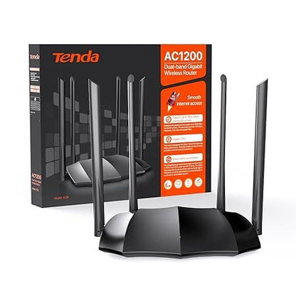 Tenda AC8 AC1200 MU-MIMO Wireless Gigabit Router, Wi-Fi Speed up to 867Mbps/5G + 300Mbps/2.4G, 4 Gigabit Ports, Guest Wi-Fi, IPV6 (Black)