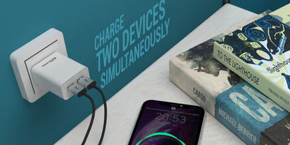 Portronics Adapto 66 POR-1066 2.4A Dual USB Ports Charging Adapter with 1M Micro USB Cable (White)