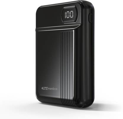 Portronics Indo 10D 10,000 mAh Power Bank Dual Input(Type C + Micro USB) and Dual Output with Display (Black)