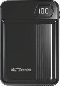 Portronics Indo 10D 10,000 mAh Power Bank Dual Input(Type C + Micro USB) and Dual Output with Display (Black)
