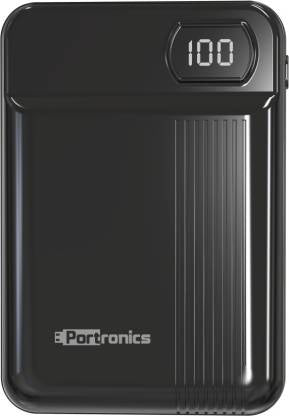 Portronics Indo 10D 10,000 mAh Power Bank Dual Input(Type C + Micro USB) and Dual Output with Display (Black)
