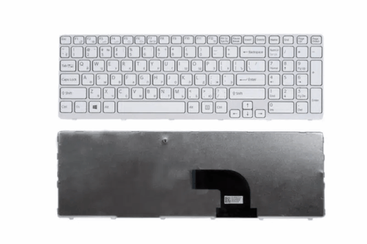 Laptop Keyboard for Sony Vaio SVE1512, SVE1513, SVE1516, SVE15111, SVE15112 Series White with Frame
