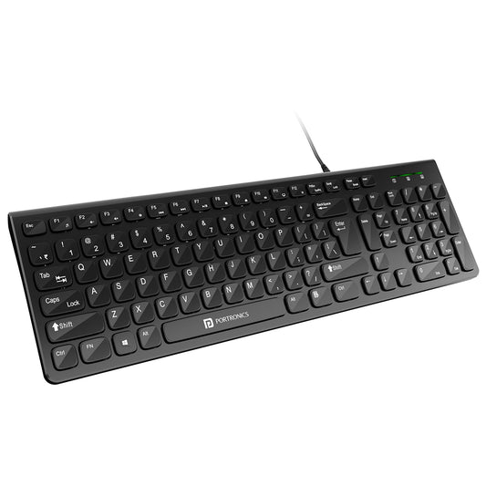 Portronics Ki-Pad 2 USB Wired Keyboard with 104 Keys, Dual Color Chicklet Keys,1.5 m Long Cable, for PC Laptop & USB-Supported Devices (Black)