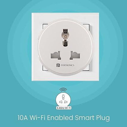 Portronics Splug 10 Wifi 10A Smart Plug Suitable for TVs, Fan, Light, Music System Compatible with Alexa and Google Assistant