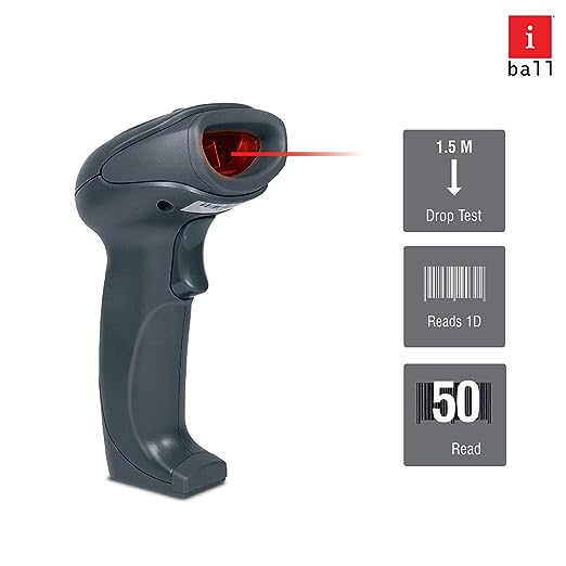 iBall WBS-650MV 2.4GHZ Wireless High-Speed 1D Barcode Scanner Reader (Grey)