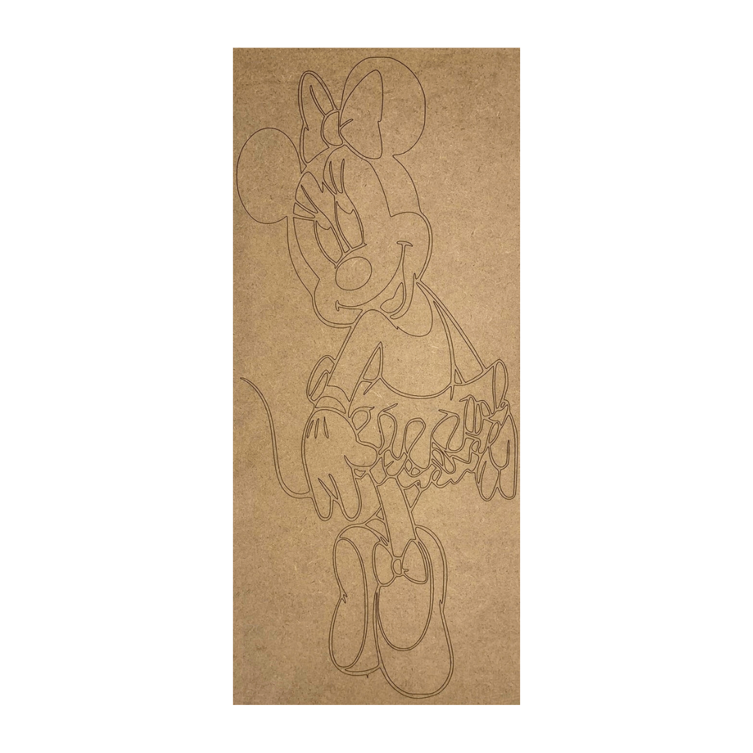 Pre Marked MDF Wooden Wall Hanging For DIY Painting Cutout 4mm Thickness (18 X 8" in) Minnie Mouse