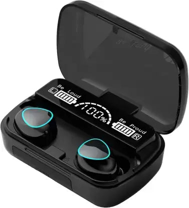 Damix M10 V5.3 BT Wireless Bluetooth Earbuds Headset with Power Bank Bluetooth Headset (Black)