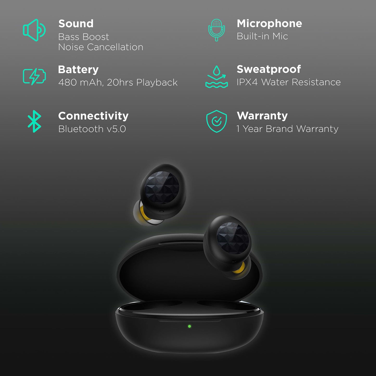 realme Buds Q2s Bluetooth Truly Wireless in Ear Earbuds with Mic (Black)