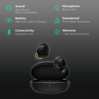 realme Buds Q2s Bluetooth Truly Wireless in Ear Earbuds with Mic (Black)