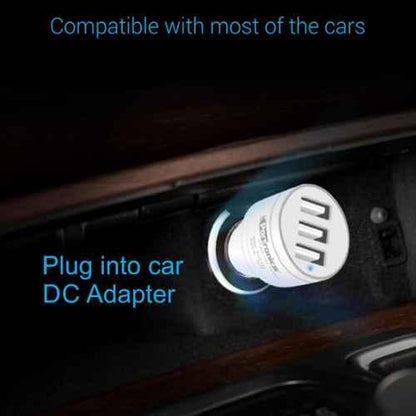 Portronics CarPower 3T 3.4A Car Charger with Three USB Port, 1M USB Cable, White