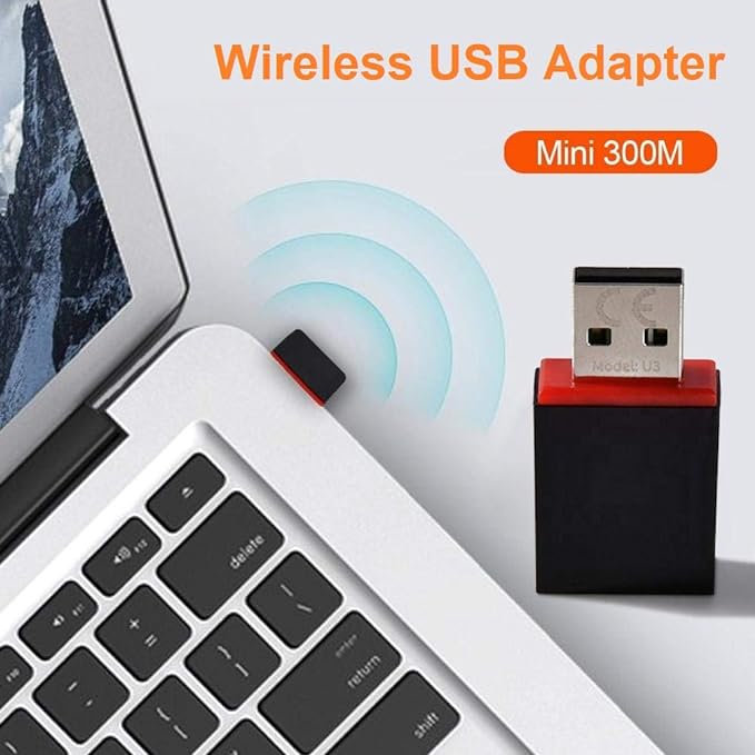 Tenda U3 WiFi Dongle 300Mbps USB Wireless Adapter, 2.4GHz, 2 Internal Antennas,USB 2.0 (Black)