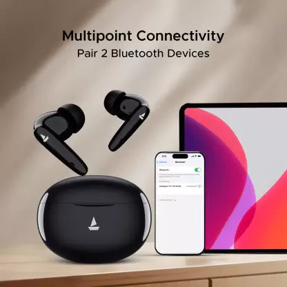 boAt Airdopes 161 Pro-Buds w/ ASAP Charge, Multi-Point Connectivity & 50 HRS Playback Bluetooth Headset (Sleek Black, True Wireless)