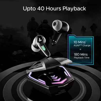 boAt Immortal 131 W/ Beast Mode (40ms Low Latency), 40 Hours Playback & RGB Lights Bluetooth (Black Sabre, True Wireless)
