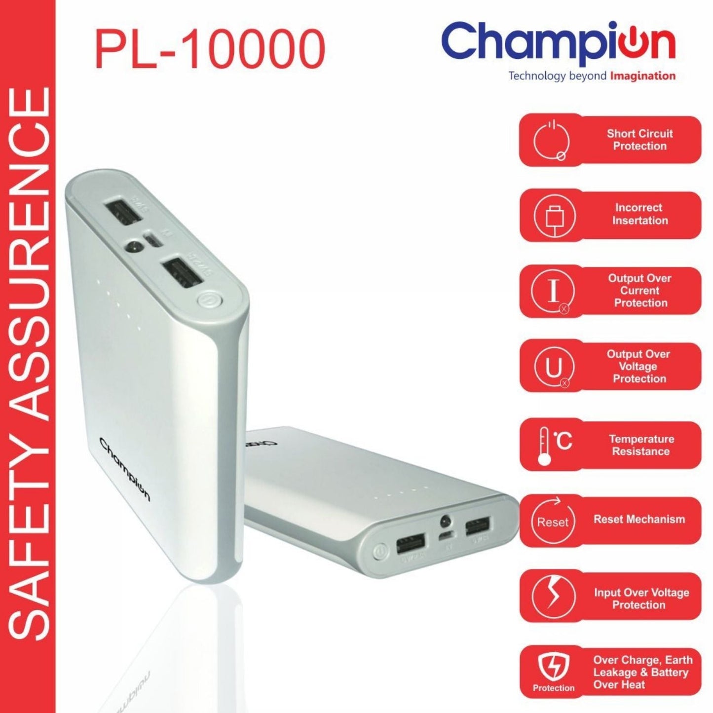 Champion 10400mAh Power Bank - High-Capacity Portable Charger for Smartphones & Tablets (Multicolor)