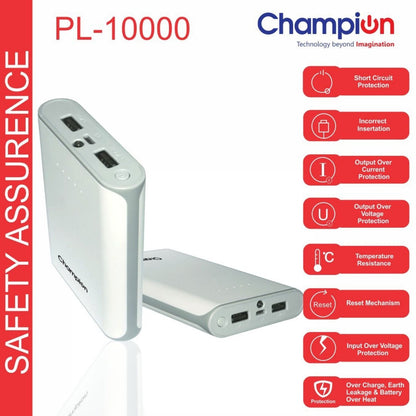 Champion 10400mAh Power Bank - High-Capacity Portable Charger for Smartphones & Tablets (Multicolor)