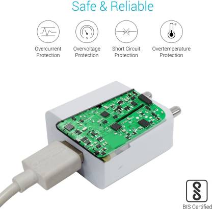 Portronics Adapto 442 Quick Charger One 2.0 A Quick Charging USB Port for All iOS & Android Devices (White)