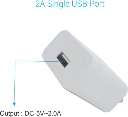 Portronics Adapto 442 Quick Charger One 2.0 A Quick Charging USB Port for All iOS & Android Devices (White)