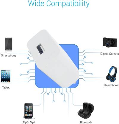 Portronics Adapto 442 Quick Charger One 2.0 A Quick Charging USB Port for All iOS & Android Devices (White)