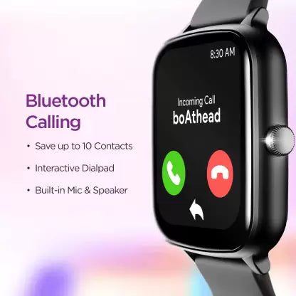 boAt Wave Smart Call with Bluetooth Calling and 1.69 HD Display Smartwatch (Black Strap, Free Size)