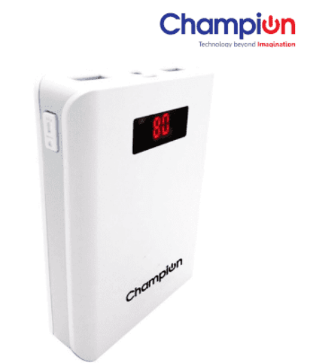 Champion Z-10 10400mAh Digital Power Bank - High-Capacity Portable Charger with LED Display (Multicolor )