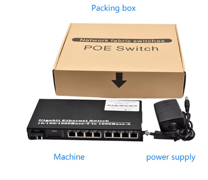 Gigabit 8-Port RJ45 Ethernet PoE Switch | 10/100/1000Mbps Base-T to 1000Base-X Uplink | High-Speed Network Hub with Power over Ethernet for IP Cameras, VoIP, and Access Points