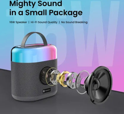 Portronics DASH 3 - 16 Watt Powerful & Premium Portable Speaker with Mic (Black)