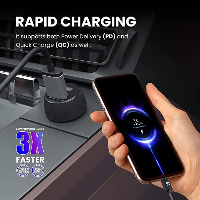 Portronics Car Power 7 20W Fast Charging With Dual Output Rapid