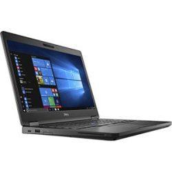 Refurbished Dell Latitude E5490 laptop with a side view displaying the Windows 10 interface.