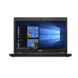 Refurbished Dell Latitude E5480 laptop displaying the Windows 10 start menu.